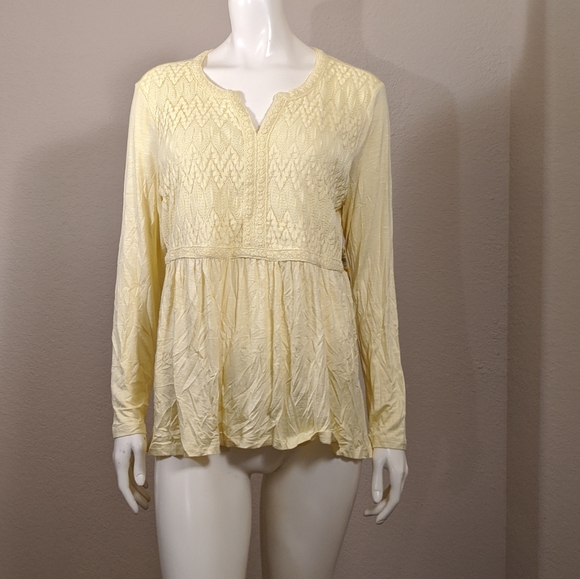 Style & Co. Womens Slub Lace T-Shirt Spring Yellow - Picture 8 of 9